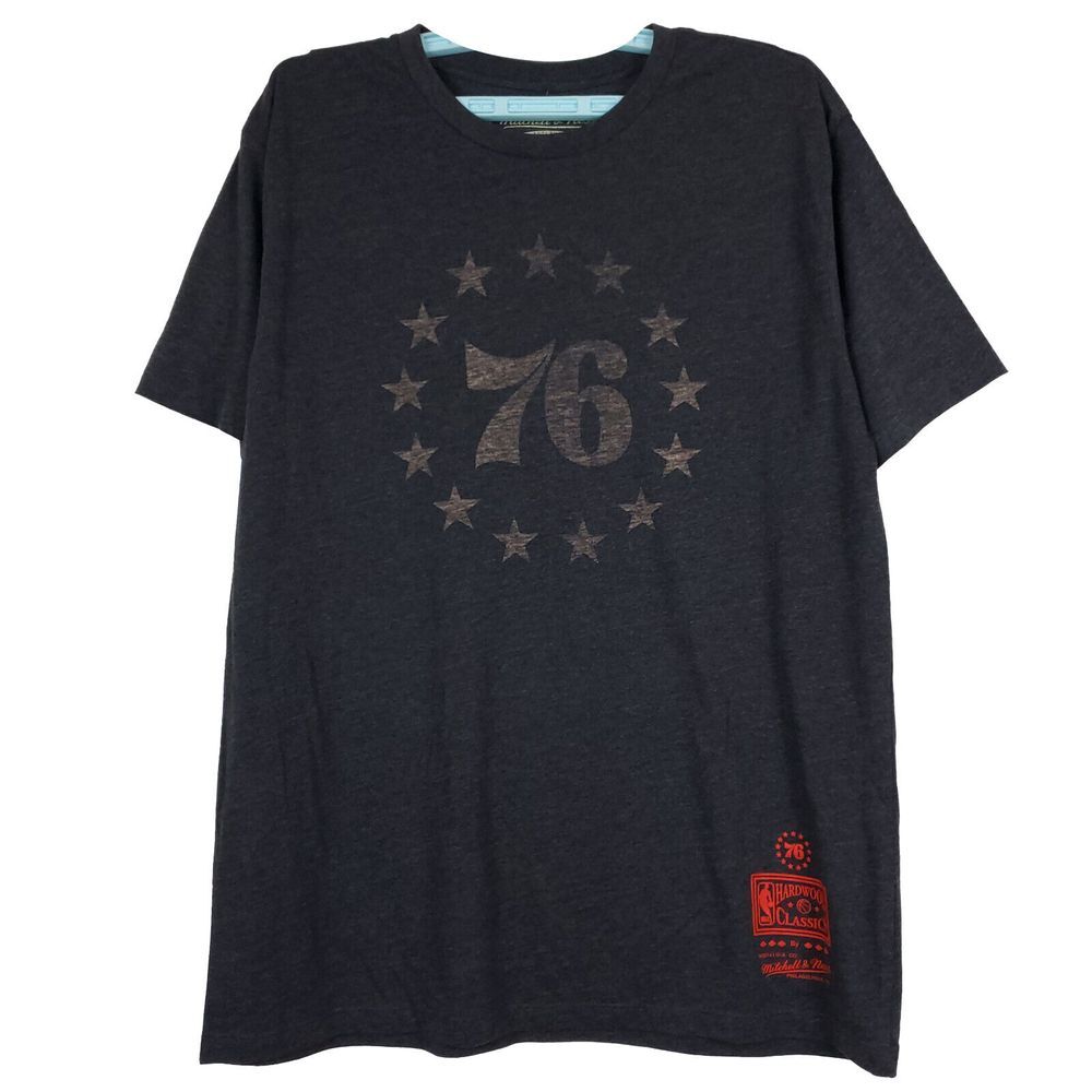 Philadelphia 76ers Mitchell & Ness NBA L Large Shirt Washed Soft Fabric Gray NWT